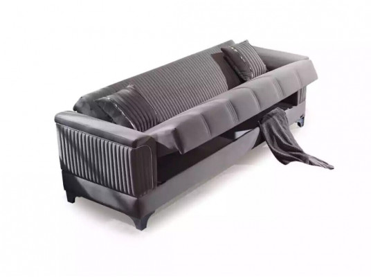 Luxus Graues Sofa Samtsofa Dreisitzer 3-Sitzer Couchen Wohnzimmer Möbel