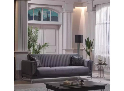 Graues Sofa Wohnzimmer Dreisitzer Samtsofas 3-Sitzer Couchen Luxus Möbel