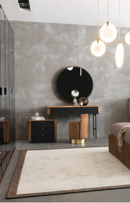 Schlafzimmer Schminktisch Spiegel Hocker Komplett Set Neu 3tlg braun