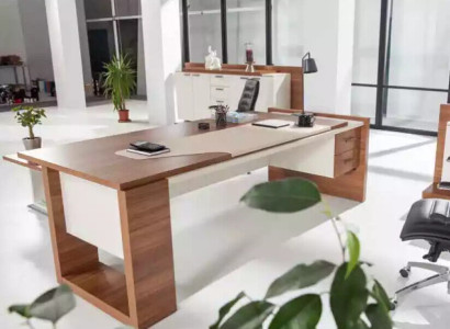 Moderner Schreibtisch Luxus Büromöbel Braun Holz Schubladen Exklusiv