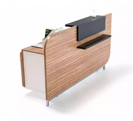 Moderner Empfangstisch Luxus Büro Holz Möbel Braun Rezeption Stilvoll