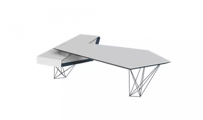 Eckschreibtisch Arbeits Schreib Büro Tisch Luxus Designer Möbel Weiß