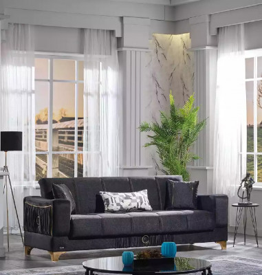 Schwarzes Sofa Designer 3-Sitzer Luxus Couch Stoffsofa Relax Möbel Sofas