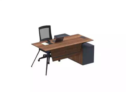 Großer Brauner Eckschreibtisch Holzmöbel Einrichtung Arbeitszimmermöbel