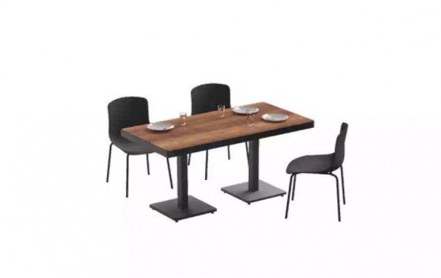 Moderner Esstisch Massivholz Möbel Esszimmermöbel Braun Edelstahlmöbel