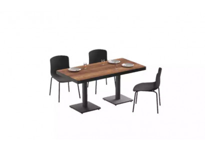 Moderner Esstisch Massivholz Möbel Esszimmermöbel Braun Edelstahlmöbel