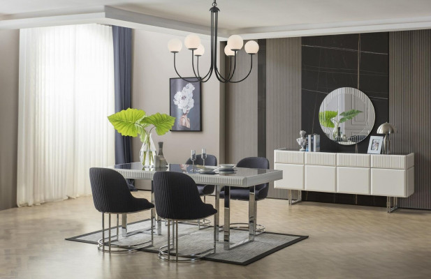 Komplette Esszimmer Essgruppe Esstisch Stühle 9tlg Luxus Weiß Anrichte