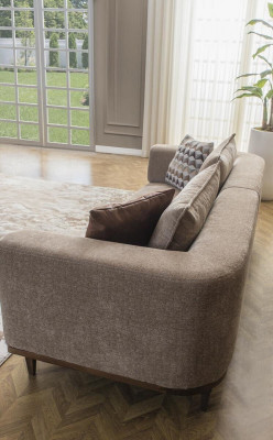 Dreisitzer Sofa 3 Sitzer Stoffsofa Polstersofa Grau Modern Stoff Neu