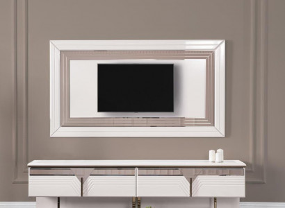 Wohnwand TV Ständer Wandpanel RTV Lowboard Weiß Holz Sideboard Moderne