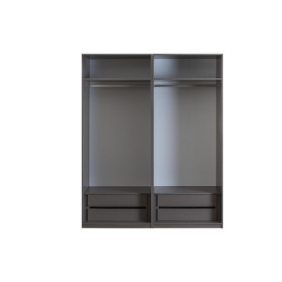 Kleiderschrank Schlafzimmerschrank Schrank Holzschrank Grau Spiegel