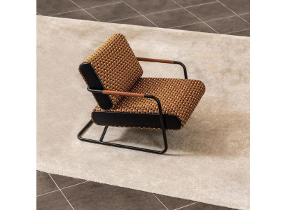 Sessel Ohrensessel 1 Sitzer Orange Klassischе Wohnzimmer Stoff Design