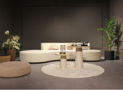 Wohnzimmer Set Sofa Viersitzer Couch Design Couchtisch Hocker Textil Möbel
