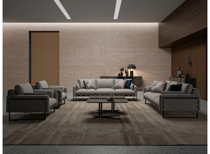 Beige Sofagarnitur Wohnzimmer Holz 2x Couchtisch 2x Sofa Dreisitzer Polstermöbel