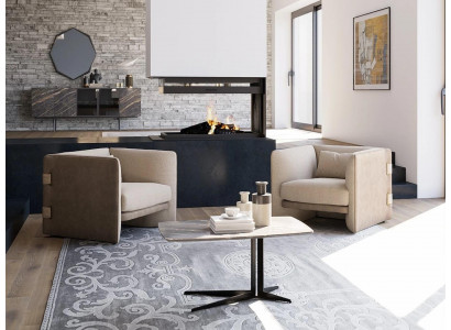 2x Sessel mit Couchtisch Wohnzimmer Komplett Möbel Desing Einrichtung Garnitur