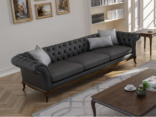 Wohnzimmer Sofa Couch Viersitzer Grau Einrichtung Designer Polstermöbel