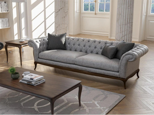 Grau Sofa Dreisitzer Wohnzimmer Einrichtung Chesterfield Möbel Polstermöbel