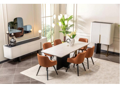 Essecke Essgruppe 9tlg Esszimmer Esstisch Stühle Möbel Weiß Schranke