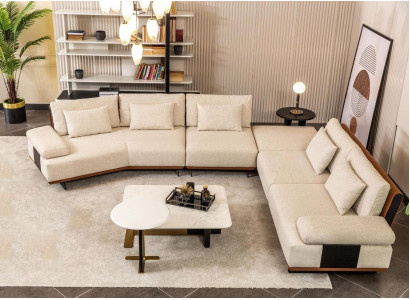 Ecksofa L Form Stoffsofa Couchtische Polstersofa Beige Modern Sofa Set