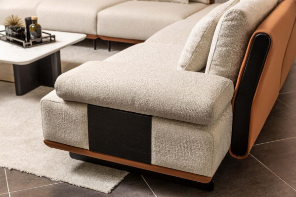 Ecksofa L Form Stoffsofa Couchtische Polstersofa Beige Modern Sofa Set