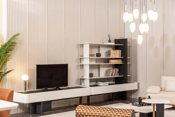 Wohnwand Sideboard RTV Lowboard Regale TV Ständer Schrank Holz Weiß