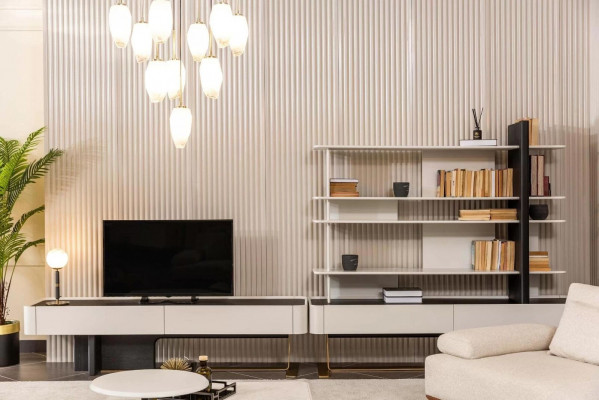 Wohnwand Sideboard RTV Lowboard Regale TV Ständer Schrank Holz Weiß
