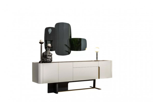 Sideboard Anrichte Weiß Schrank Spiegel Kommode Holz Garnitur Kommode