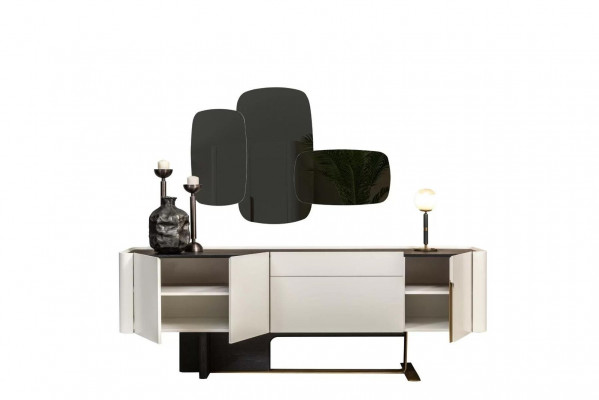Sideboard Anrichte Weiß Schrank Spiegel Kommode Holz Garnitur Kommode