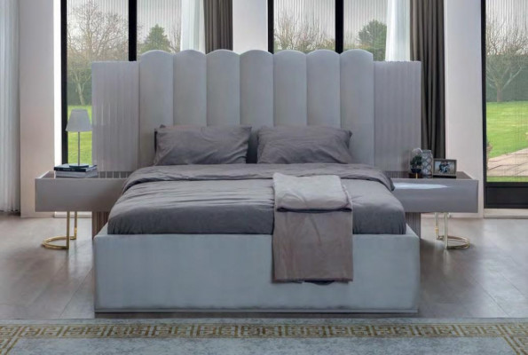 Moderne Graue Schlafzimmer Möbel Designer Doppelbett Kleiderschrank 4tlg