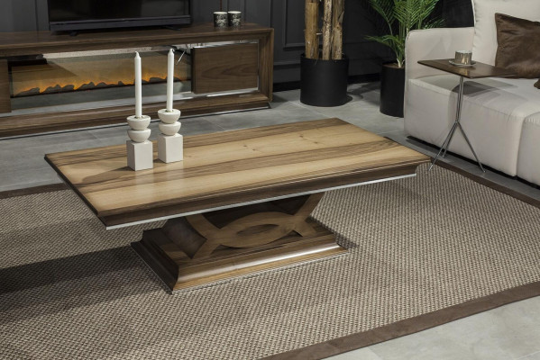 Säulen Couchtisch Brauner Tisch Wohnzimmer Beistelltische Sofatisch Holz