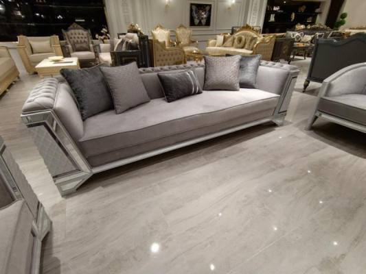 Design Modernes Wohnzimmer Set Sofagarnitur 3+3+1+1 Grau Wohnzimmer Möbelset