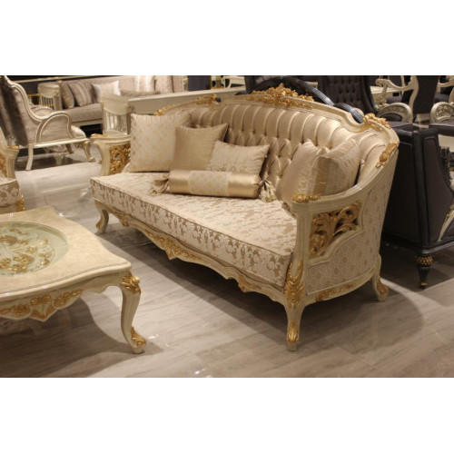Exquisite Wohnzimmer Sofagarnitur 3+3 Sitzer modernen Setzen Beige Neu