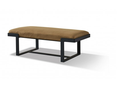 Hocker Polsterhocker Fuß Ablage Möbel Wohnen Sitzbänke Sitz Leder Braun