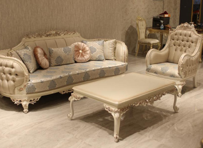 Exklusives Gemütlich Wohnzimmer 3 Sitzer Sofa Modern 2x Sessel Design