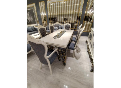 Luxuriöses Esszimmer Set mit Esstisch, 6 Stühlen und stilvoller eleganz