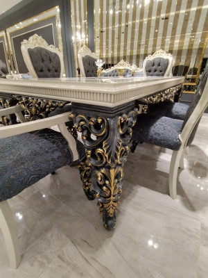 Luxuriöses Esszimmer Set mit Esstisch, 6 Stühlen und stilvoller eleganz