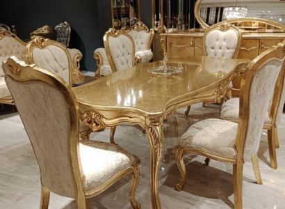 Design Esszimmer Komplett Esstisch + 6x Stühle Klassisch Möbel Holztisch Neu