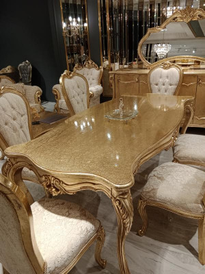 Design Esszimmer Komplett Esstisch + 6x Stühle Klassisch Möbel Holztisch Neu