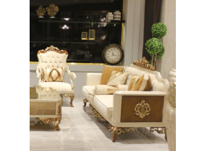 Elegante Wohnzimmer Möbelset luxuriösen Sofa bequemen Sessel Set mit 2
