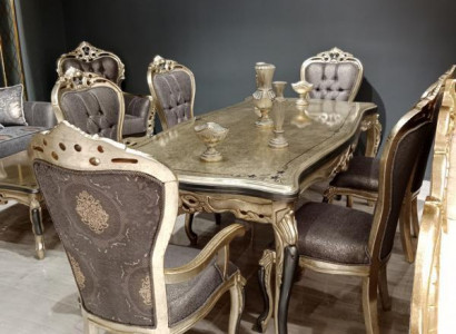 Exquisites Esszimmer Möbel luxuriösen Esstisch + 4x Tisch Stühle Gold