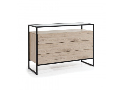 Braune Schlafzimmer Kommode 3-Schubladen Moderne Holz Anrichte Möbel