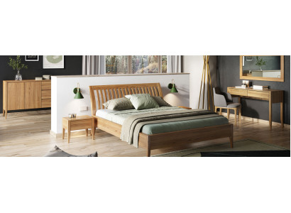 Schlafzimmer 3tlg. Set Bett Massivholz Möbel Nachttische 2x Betten Echtes Holz