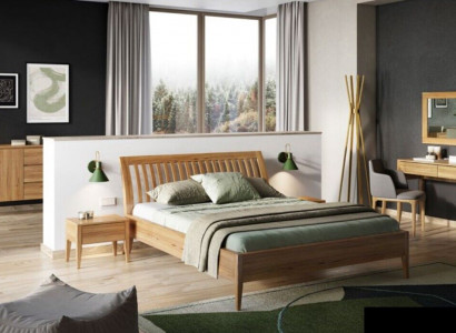 Bett Schlafzimmer Doppel Betten 3tlg. Set 2x Nachttische Massivholz Echtes Holz