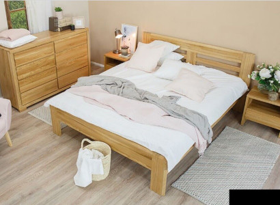 Schlafzimmer Möbel Set Bett Massivholz Nachttische 2x Betten Echtes Holz 3tlg.