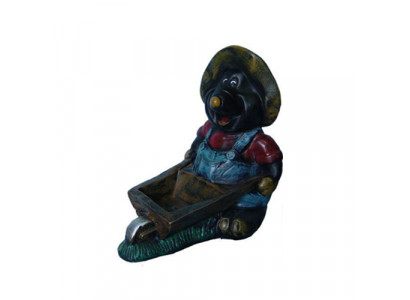 Design Maulwurf Schubkarren Figur Statue Skulptur Figuren Dekoration 45cm Deko