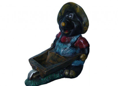 Design Maulwurf Schubkarren Figur Statue Skulptur Figuren Dekoration 45cm Deko