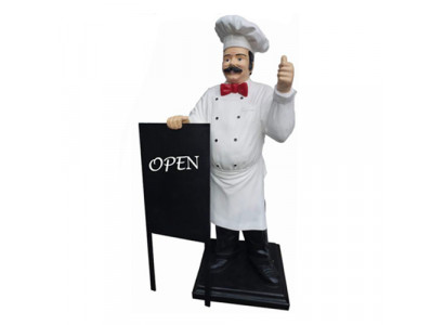 Advertising Sculpture Chef Menü Message Board Dekoration Statue Restaurant Neu