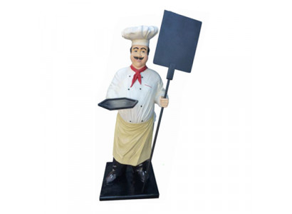 Koch Figur Statue Skulptur Werbefigur Menütafel Werbeaufsteller Speisekarte Deko