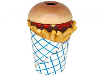 Skulptur Fast Food Müll Tonne Eimer Eimer Restaurant Statue Figuren Gastronomie