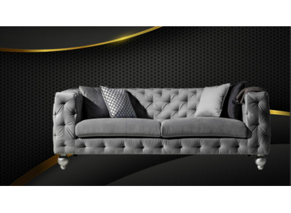 Dreisitzer Stoff Wohnzimmer Grau Design Sofa Sofas Samt xxl big Polster Couchen