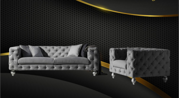 Dreisitzer Stoff Wohnzimmer Grau Design Sofa Sofas Samt xxl big Polster Couchen